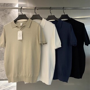 超细紧密针织轻薄透气亲肤休闲翻领套头短袖 意式 男士 夏季 T恤 轻奢