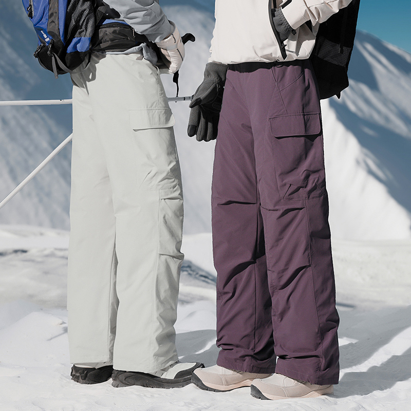 90鸭绒 冬季男女情侣款高蓬松户外防风防水保暖工装羽绒裤 滑雪裤