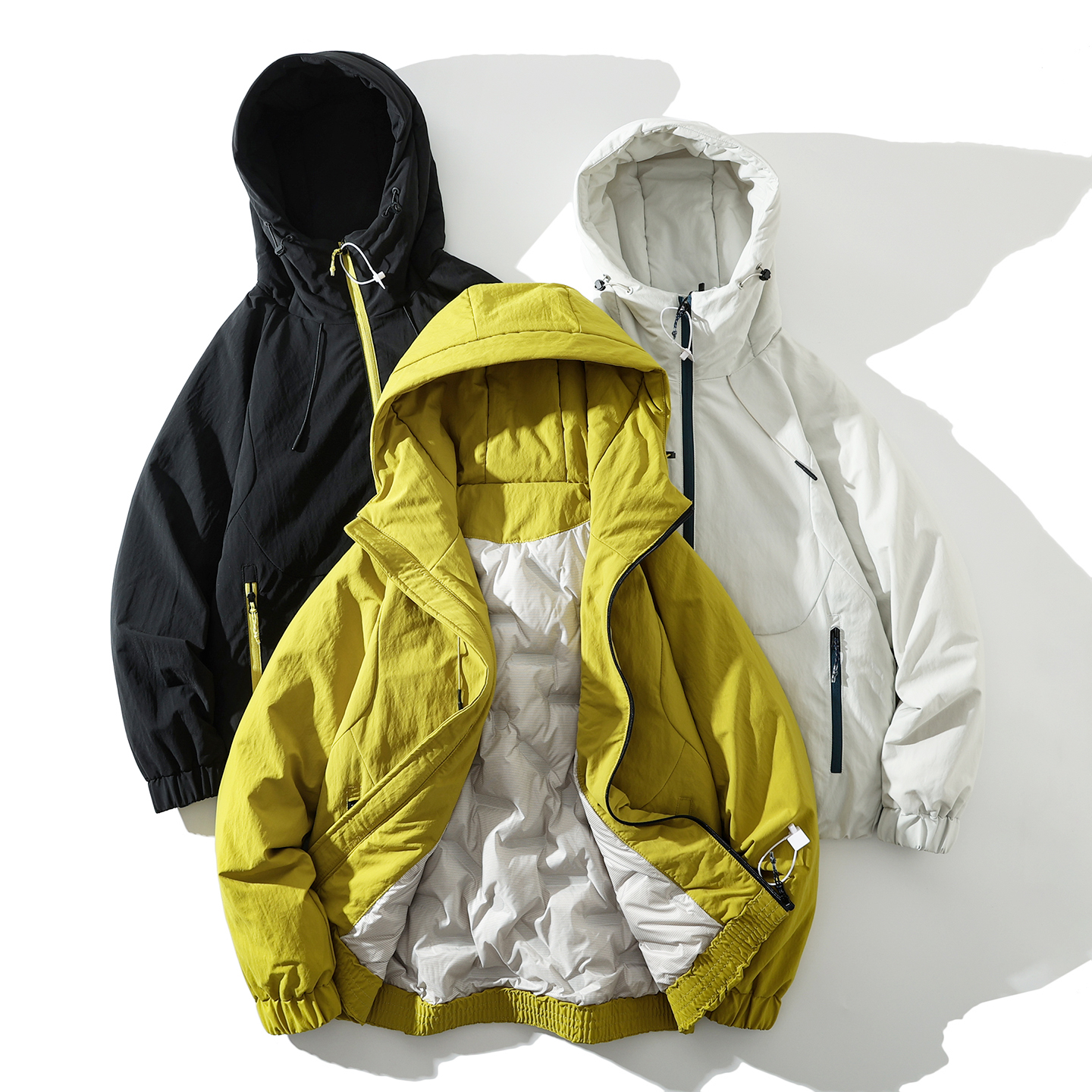 90鸭绒+压胶充绒 冬季男士蓬松户外防风保暖连帽休闲羽绒服外套潮