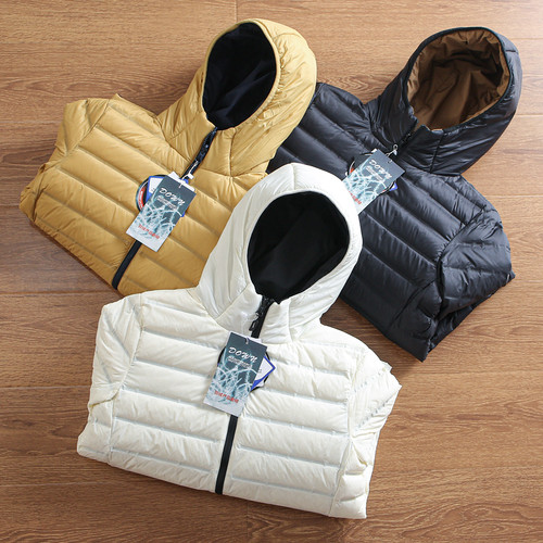 连帽双面穿保暖轻薄休闲羽绒服