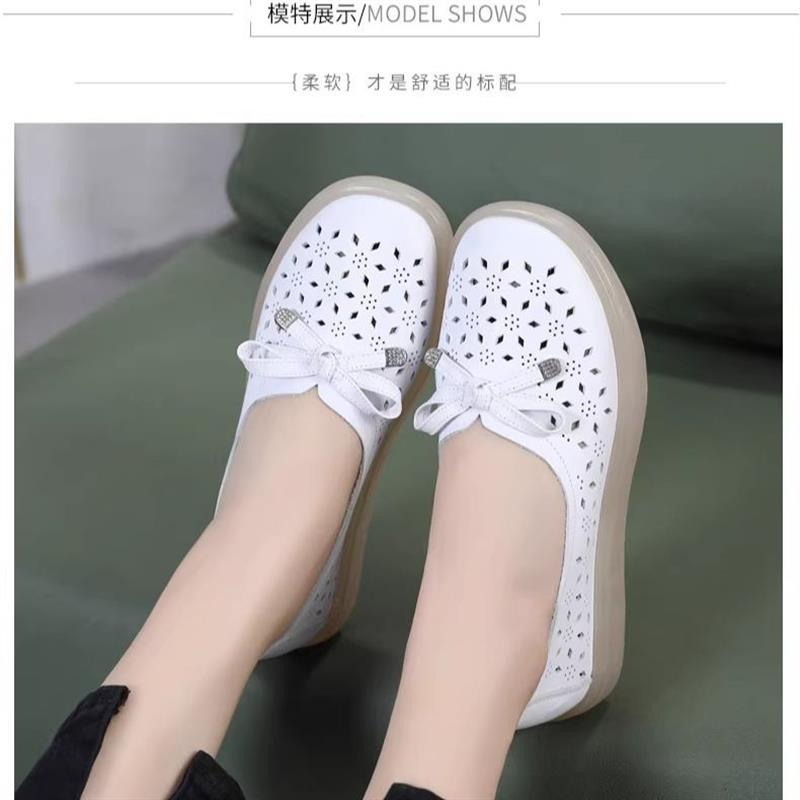 镂空凉鞋时尚外穿轻便防滑舒适浅口中老年妈妈牛筋底透气洞洞单鞋