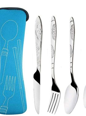 3Pcs/4Pcs/7Pcs Set Dinnerware Portable Printed Knifes Fork S