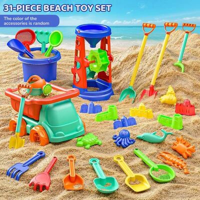 31Pcs Beach Toys for Kids Sand Toys Kit Bucket Shovel Rake T