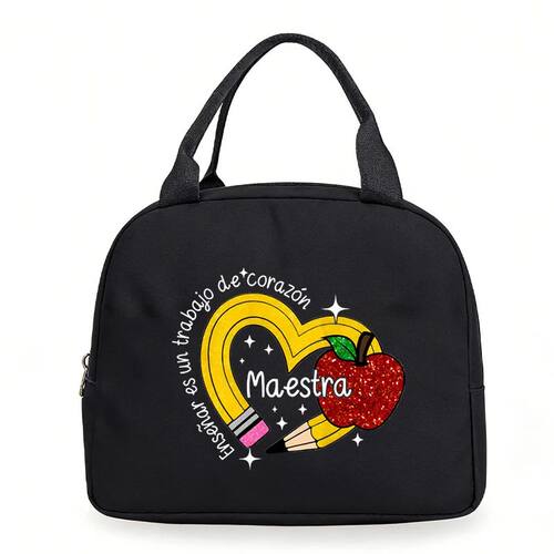 Spanish Latina Teacher Graphic Lunch Bags Women Vintage Hear
