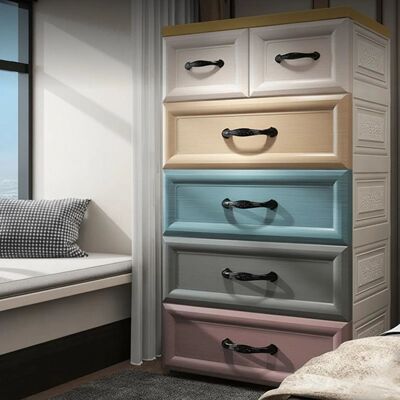 Plastic Storage Cabinet with Wheels Multi-Layer Drawers