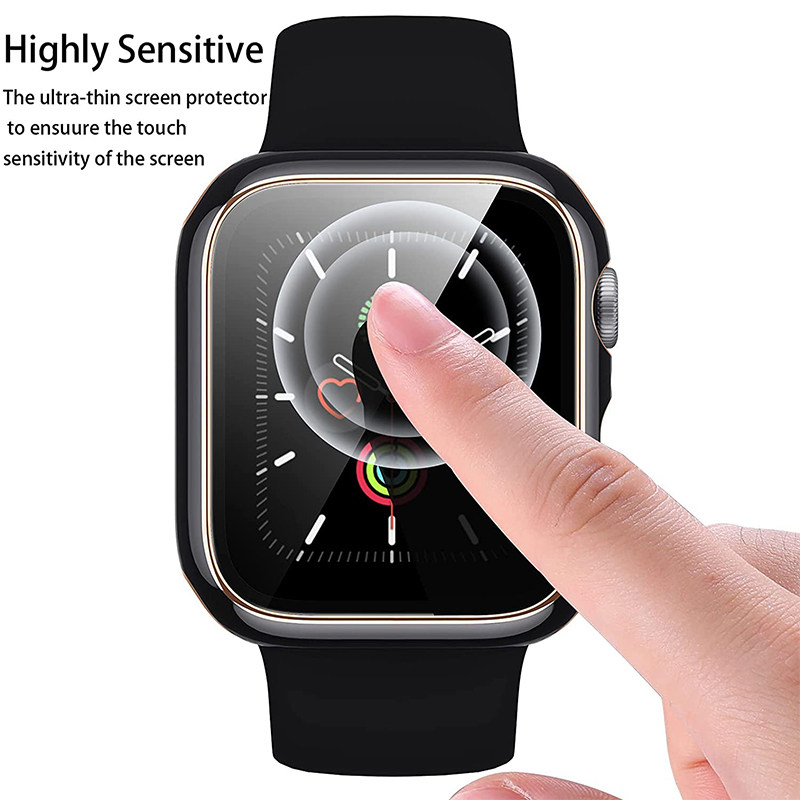 GLASS+COVER FOR APPLE WATCH CASE 7 6 SE 5 4 3 IWATCH ACCESSO