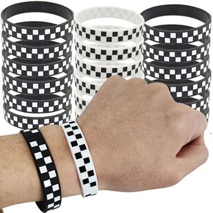 6/12/24pcs Racing Car Rubber Bracelets Silicone Race Car Bla