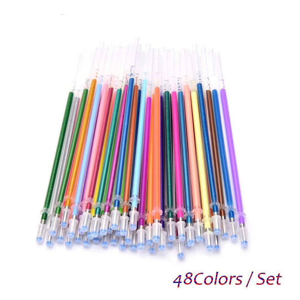 48 pcs/set Flash Ballpoint Gel Pen Highlighters Refill Color