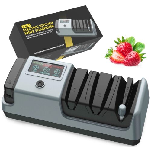 5 in 1 Electric Knife Sharpener-3 Rotational Speed Adjustabl