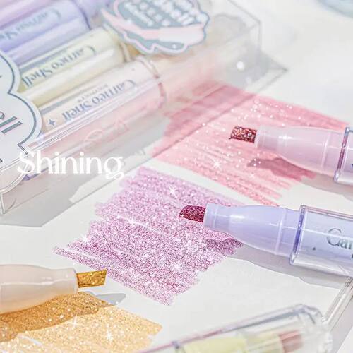 4 Colors/Set Glitter Highlighters Pen Fine Flash Marker Pen