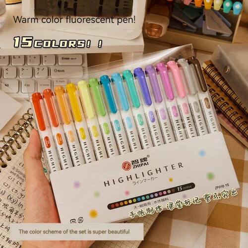 5 Colors/box Double Headed Highlighter Pen Set Fluorescent D