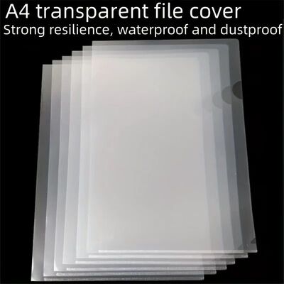 10pcs A4 Transparent L-Shaped File Folders - Waterproof and