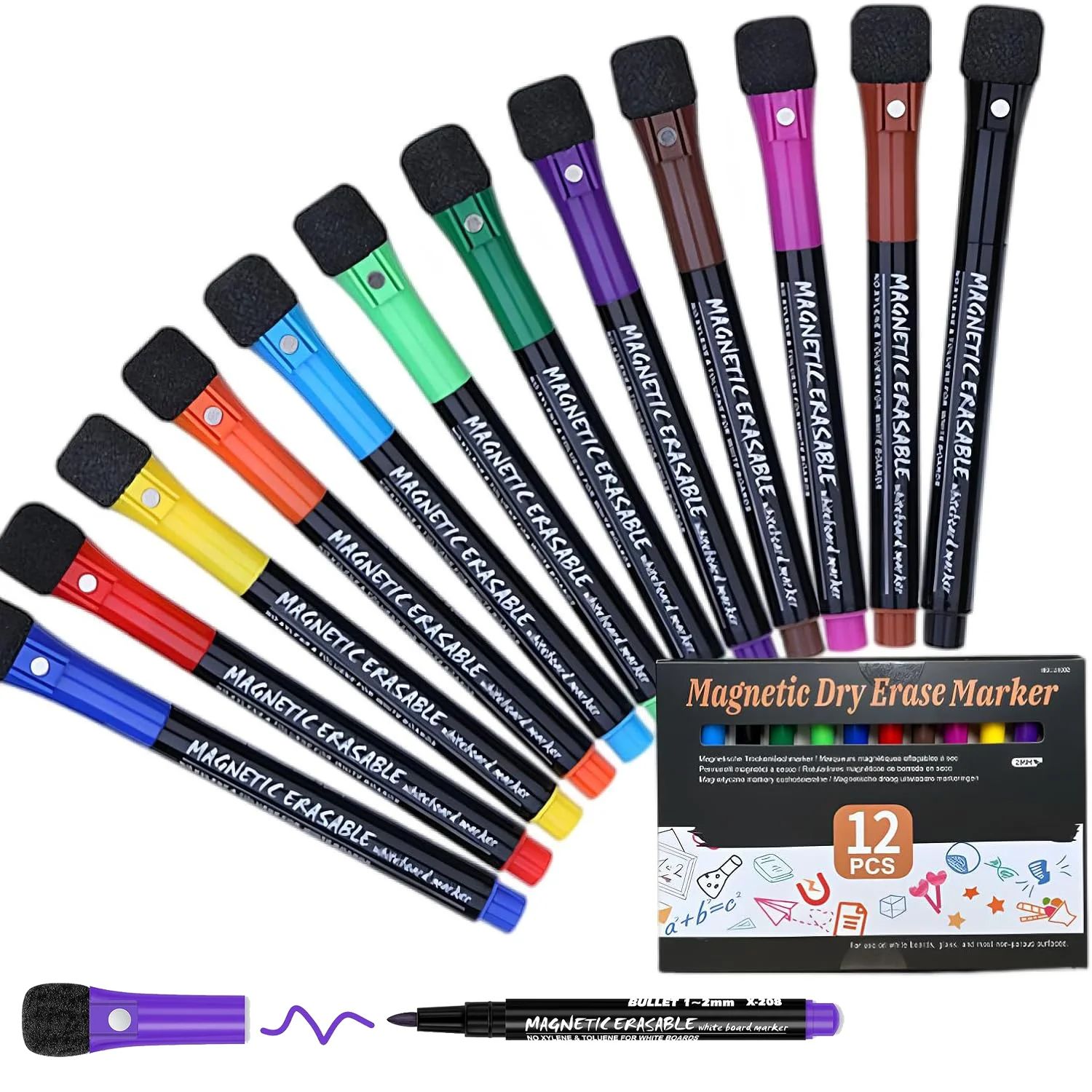 12 Color Magnetic Dry Erase Markers Whiteboard Markers with图片