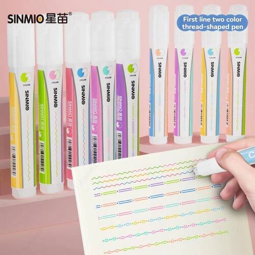 6Pcs/Set Love Shape Outline Pens Highlighter Marker Curve Ro