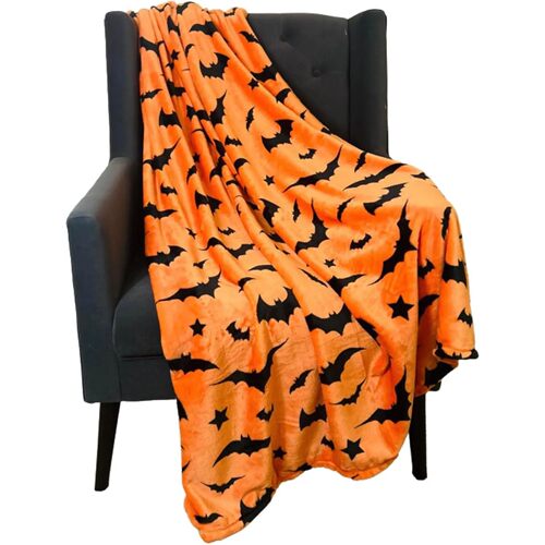 Halloween Bat Star Print Flannel Blanket Warm Throw Blanket