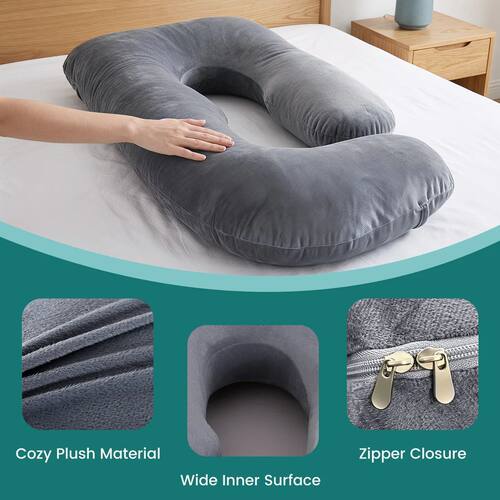 Soft Velvet J-Shaped Full Body Maternity Pillow Pregnant Wom