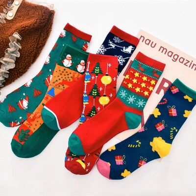 Elk old man Christmas socks new cartoon cute snowman red soc
