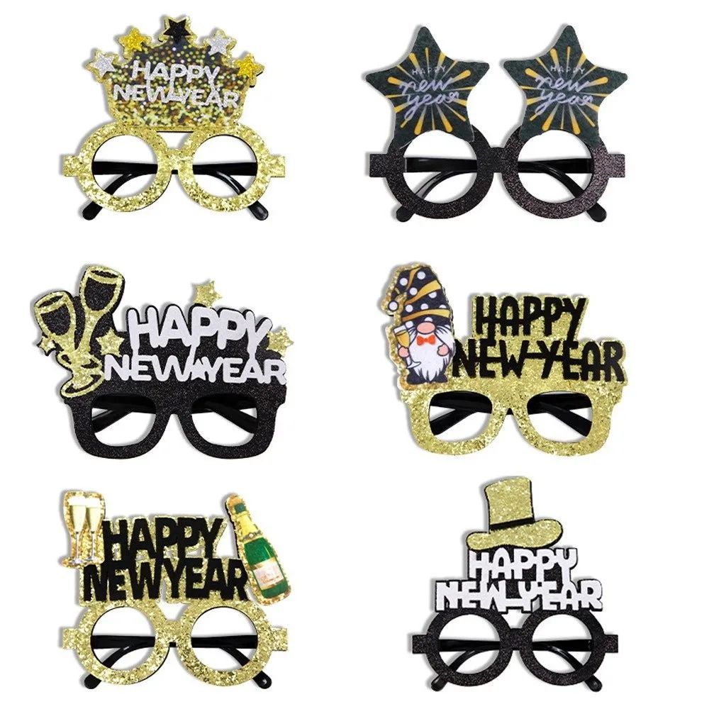 Glitter 2026 New Year Glasses Letters and Numbers Sequin Hap