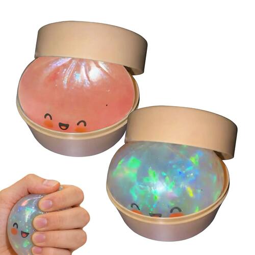 Realistic Giant Dumpling Squeeze Toy with Soft TPR Dough Bal