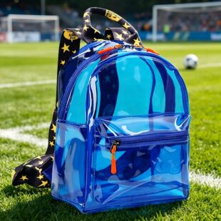 Blue Clear PVC Transparent Backpack Women Stadium Approved S
