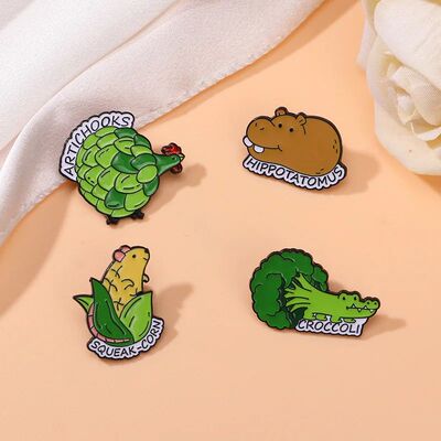 Creative Cartoon Vegetable Animal Enamel Brooch Corn Mouse B