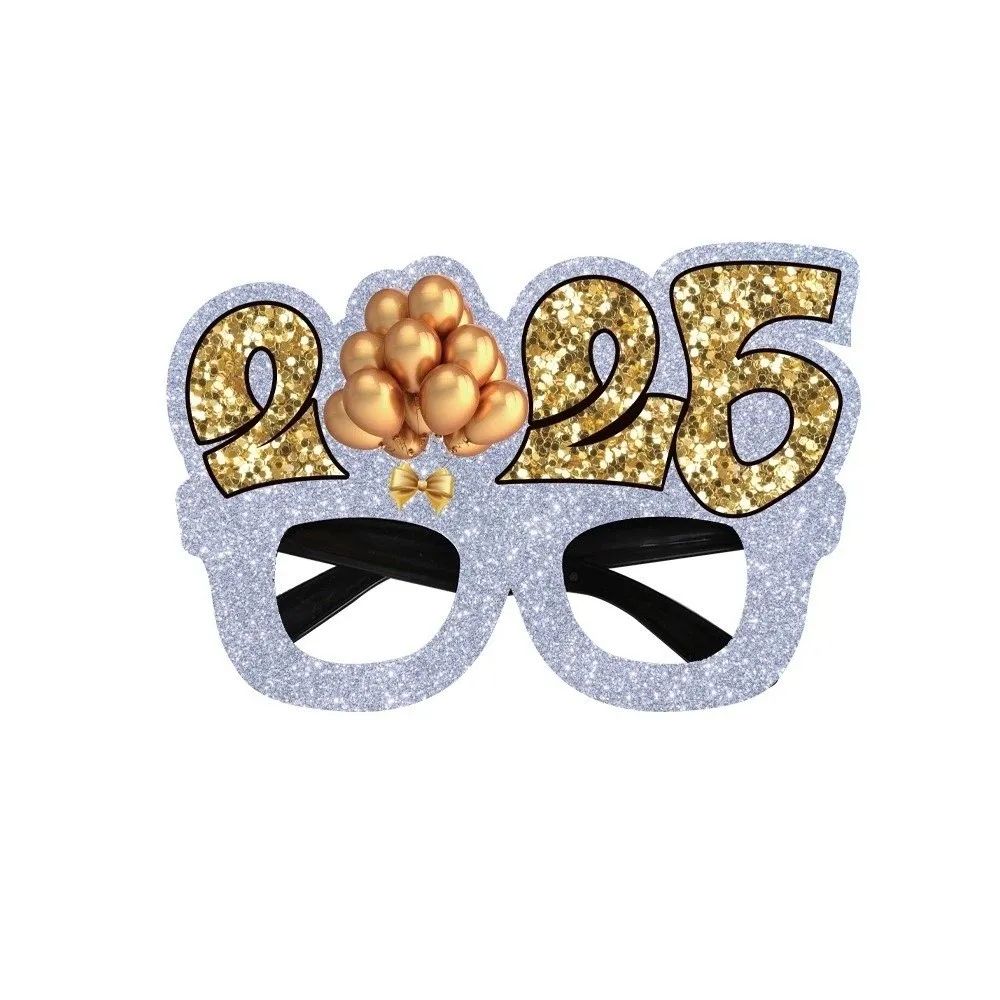 Glitter 2026 New Year Glasses Letters and Numbers Sequin Hap