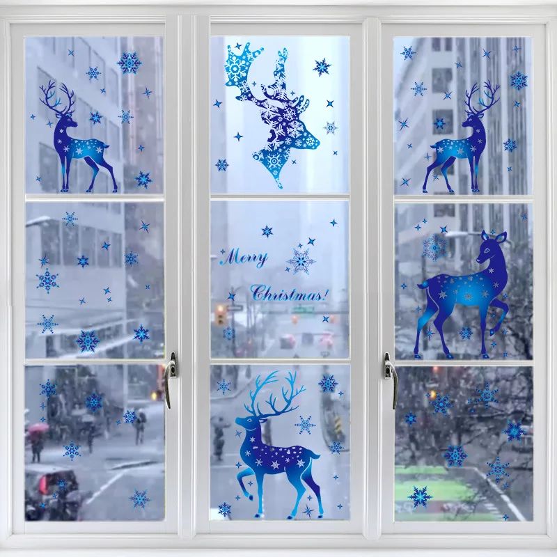 Removable Christmas PVC Static Sticker Santa Elk Window Stic