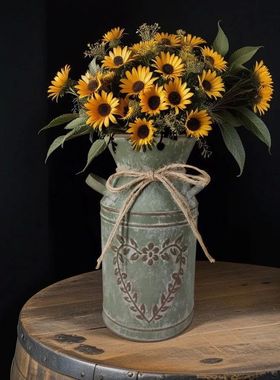 Retro metal and simple decorative vases coarse-leaf milk ket