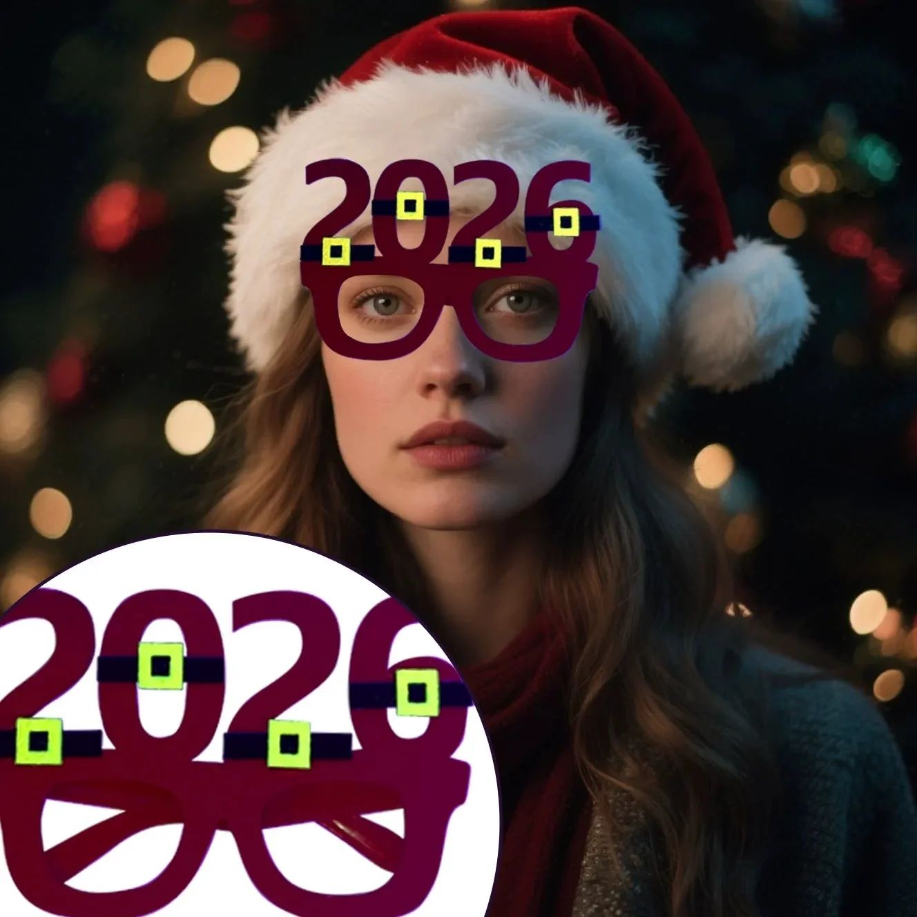 2026 New Year Gift Merry Christmas Fluorescent Glasses Carto