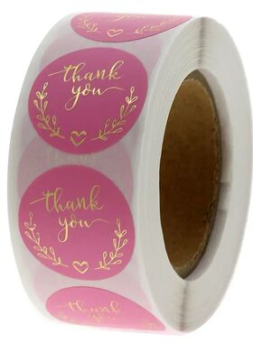 50-500pcs Thank You Sticker Pink paper Business Label Sticke