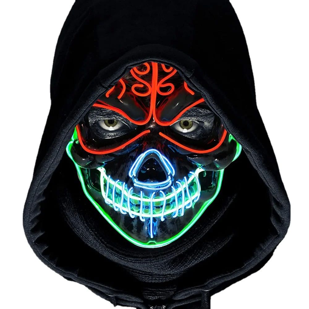 LED Halloween Mask 2024 Upgraded Scary Halloween Light Up Ma