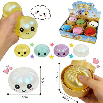 In Stock Dumpling Squishies Toy with steamer Box Stress redu