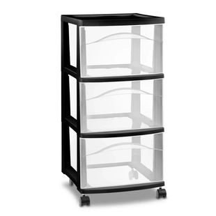 Plastic Storage Drawers Organizer with Wheels3-Tier Rolling