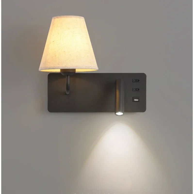 Nordic LED Wall Lamp Modern with Switch USB Wall Light Indoo