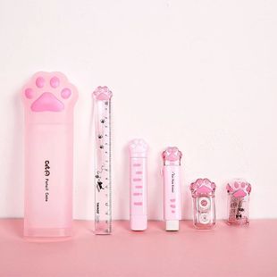 Cat Paw Pencil Case Cute Stationery Set Sharpener Correction