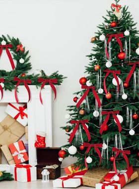 12pcs Slender Velvet Christmas Bows Vintage Diy Christmas Tr