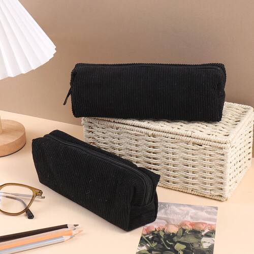 Aesthetic Vintage Corduroy Pencil Case Large Capacity Zipper