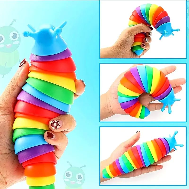 3D Slug Fidget Toy Colorful Slug Snail Toy Articulated Flexi