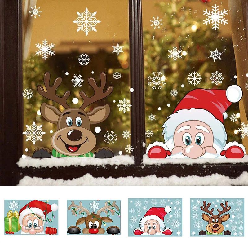 Merry Christmas 2024 Window Decoration Stickers Electrostati