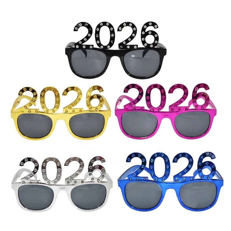 2026 Number Eyeglasses Happy New Year Glasses Diamond Glitte