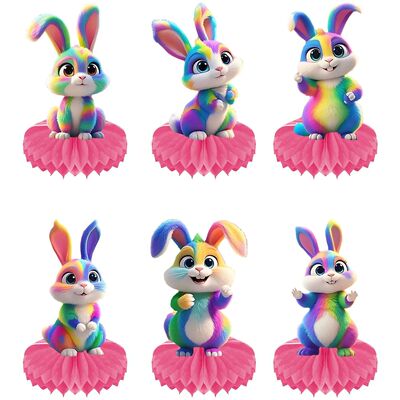 6Pcs Easter Bunny Ornaments Decorations Children's Birthday