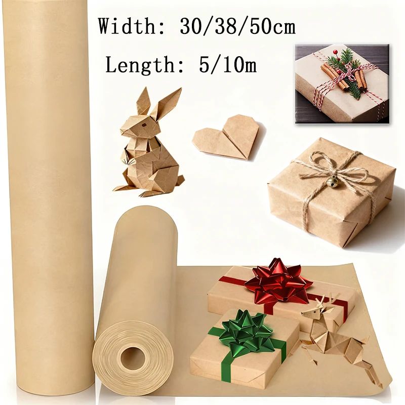 1 roll Brown Kraft paper packaging paper Degradable Friendly