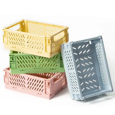 Folding Basket 4Pcs Plastic Stackable Crates with Handles Pa