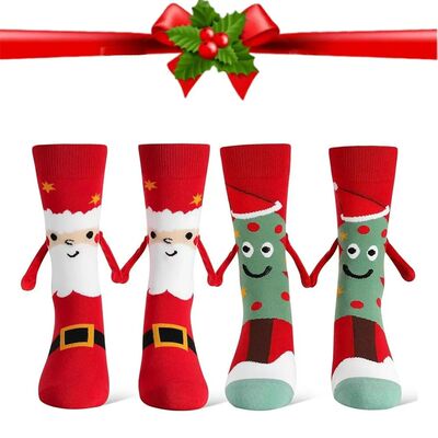 1 Pair Of Creative Christmas Long Tube Socks With Fun Magnet