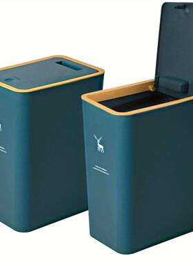 1pc Bathroom Trash Can 15L Garbage Can with Press Top Lid fo