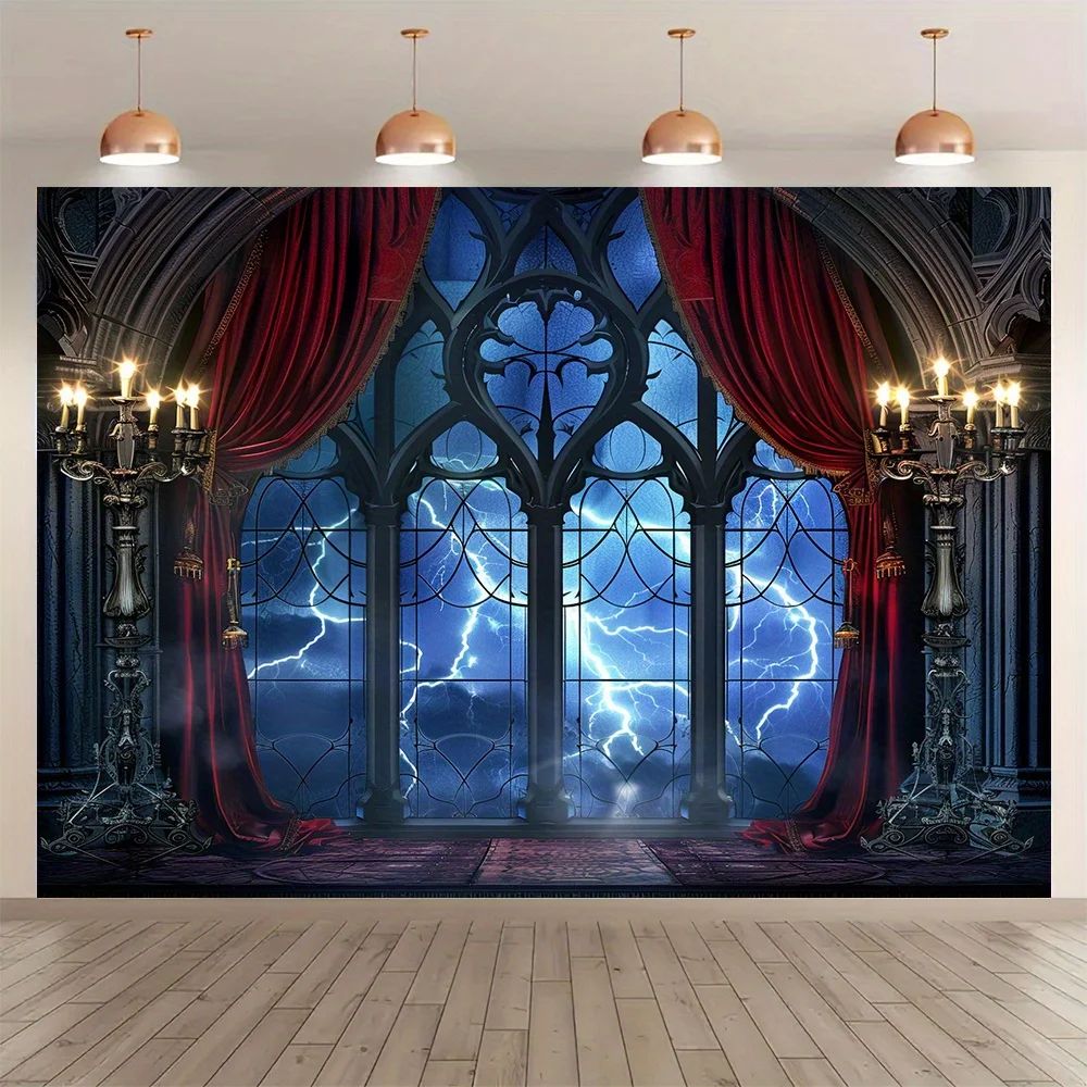 Gothic vampire medieval castle moon bat background cloth Hal