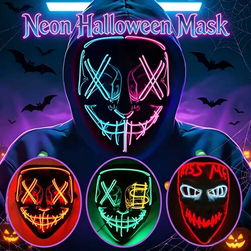 LED Light Up V For Vendetta Mask Anonymous Luminous Full Fac