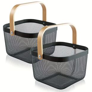 Metal Picnic Square Basket Portable Fruit Pack Mesh