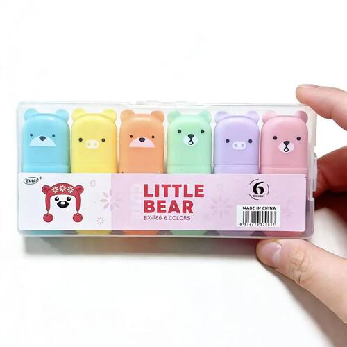 Pastel Highlighter Pens Set of 6 Soft Vibrant Eye-Care Color