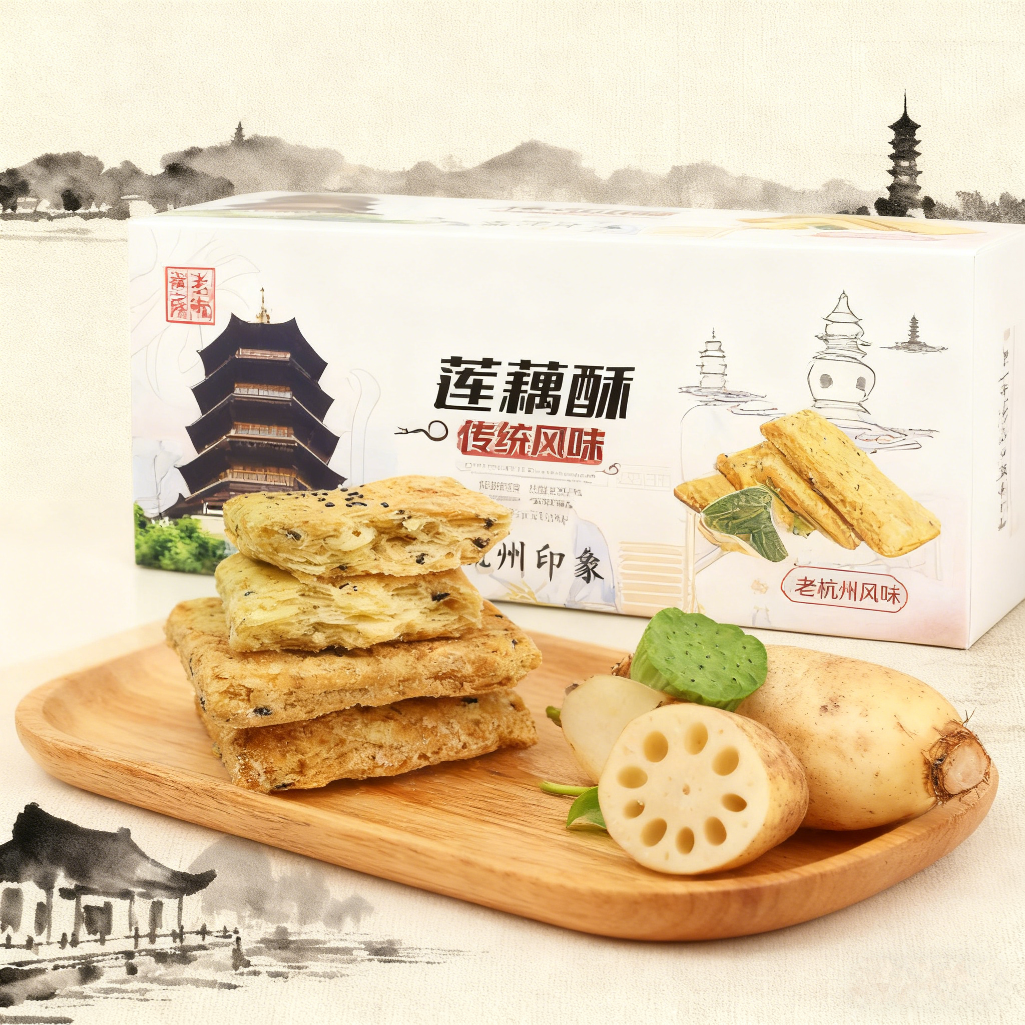 食有深意杭州特产糕点礼盒西湖特产莲藕酥龙井茶酥桂花酥山核桃酥